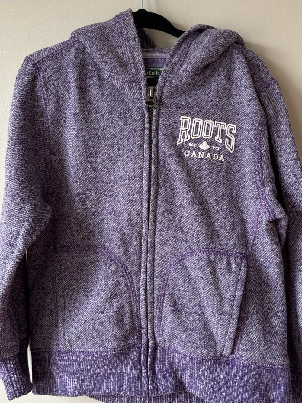 Roots Kids Purple Zip Logo Hoodie 5T